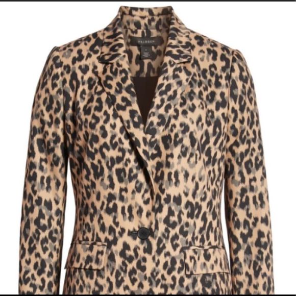 New Halogen Nordstrom Taupe Animal Print Leopard One Button Blazer XXS Petite - Picture 9 of 12